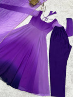 Thumbnail for Evanik Purple Pure Soft Georgette Colorful Padding Anarkali Suit