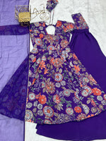 Thumbnail for Lorenvalley Women Pure Soft Roman silk Chanderi Discharge Print Fabric Kediya Kurta Palazzo with Dupatta Set
