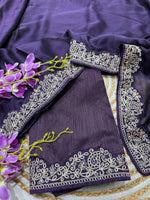 Thumbnail for Lorenvalley Fashion Purple Rangoli Silk with Coding Lace Work Saree with Blouse
