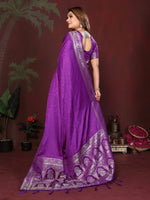 Thumbnail for Anaita Purple Zari Weaving Work Satin Silk Saree With Blouse - Distacart