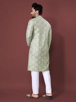 Thumbnail for Neera Trendz Olive Soft Silk Embroidered Men's Kurta Pyjama