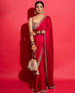 Thumbnail for Joban Fashion Red Rangoli silk Party Wear Sarees - Distacart