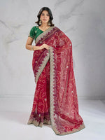 Thumbnail for Ai Fashion Red Georgette Digital Print Party Wear Saree