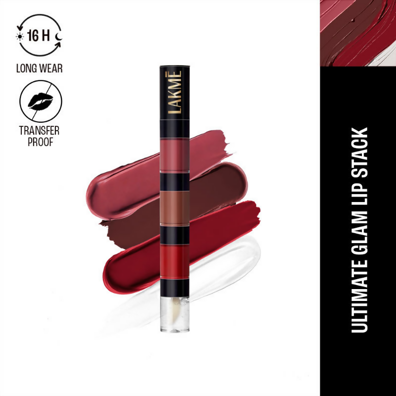Lakme Ultimate Glam 4 In 1 Lip Stack - Evening Glam - Distacart