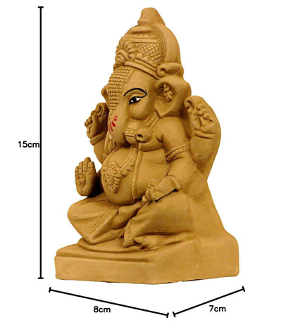 Eco Friendly Clay Ganesh murti for Ganesh Chaturthi -7.4 Inch - Dista