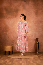 Thumbnail for Joban Fashion Pink Floral Hand Block Printed Cotton Kurta Pant Set - Distacart