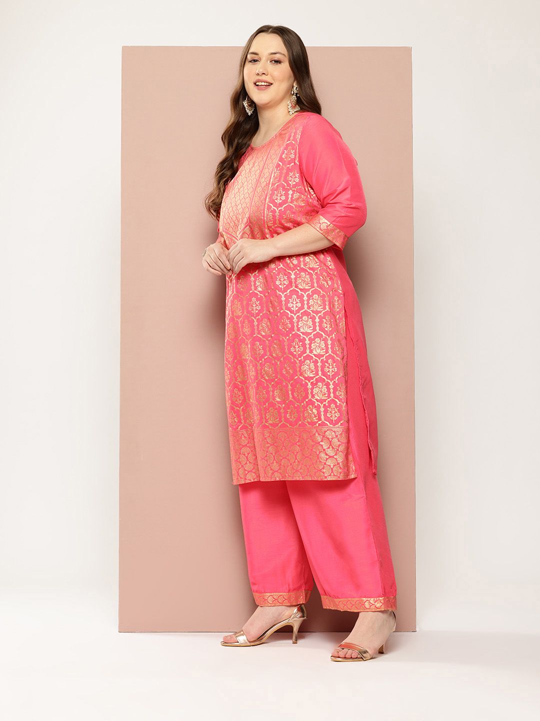 Sztori Plus Size Printed Regular Kurta with Palazzos