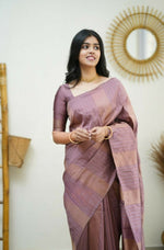 Thumbnail for Partywear Designer Light purple Banarasi Silk Fancy Saree - Starwalk - Distacart