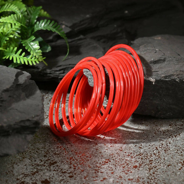 Afast Shining Red Glass Party, Wedding, Daily Use Bangle Set, Pack Of 12 - Distacart