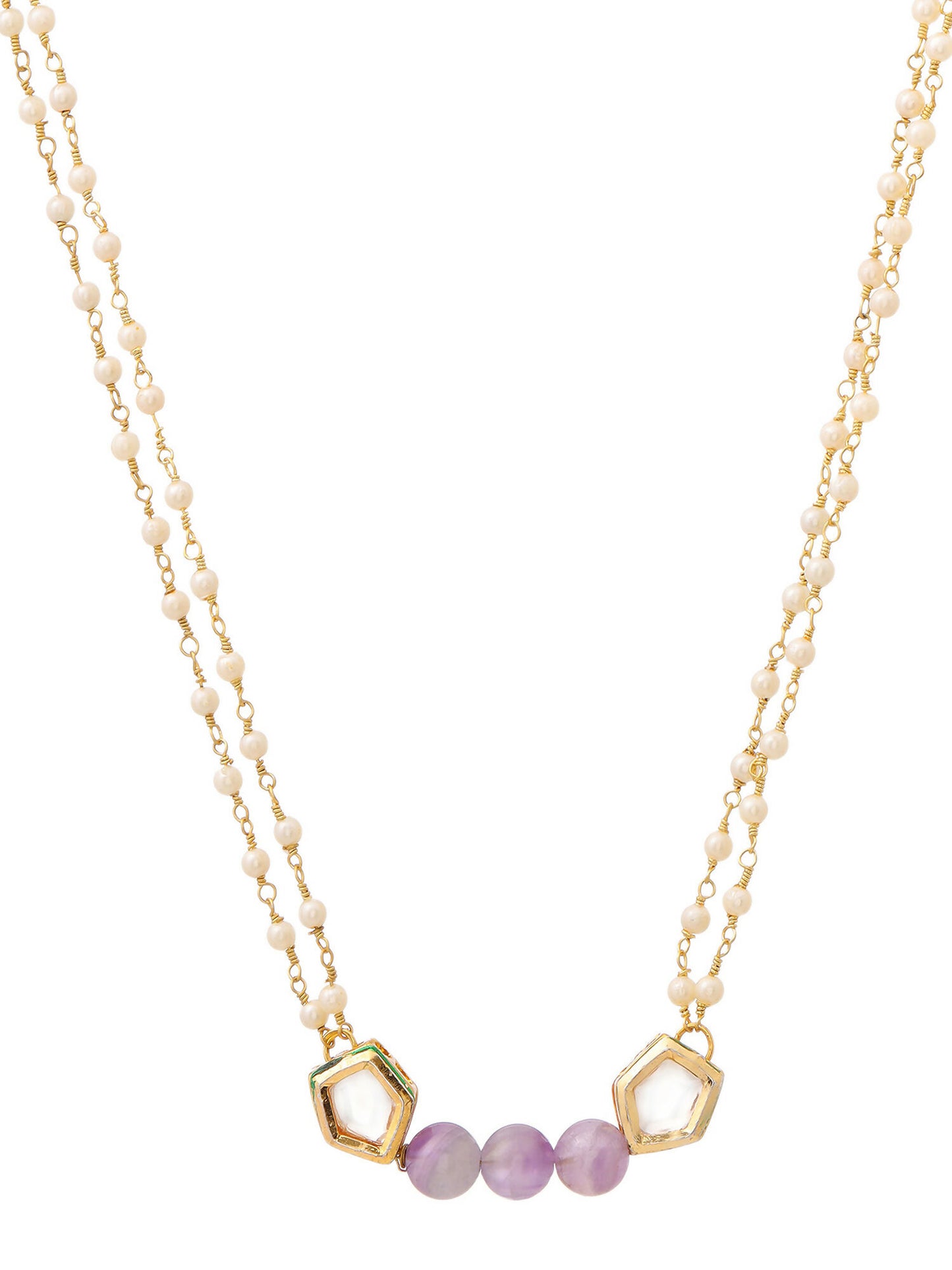 Ruby Raang Purple Amethyst Kundan Necklace - Distacart