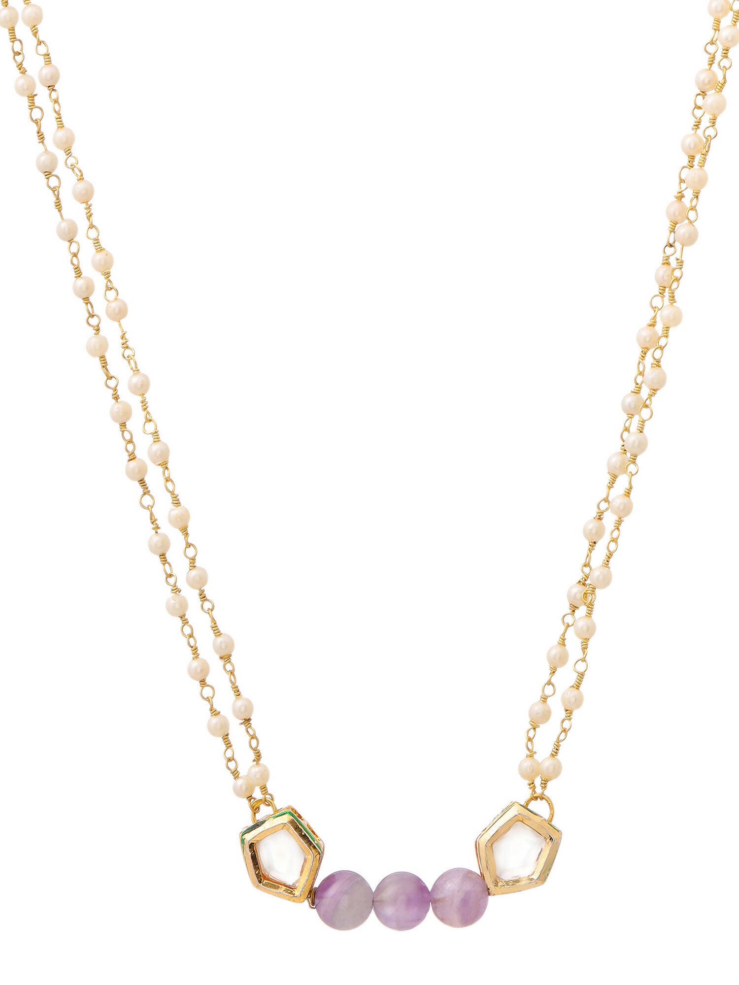 Ruby Raang Purple Amethyst Kundan Necklace - Distacart