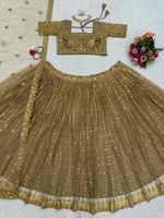 Thumbnail for Jyoti Fashion Women's Beige Butterfly Net Sequins with Thread Embroidered Designer Lehenga Choli Set - Distacart