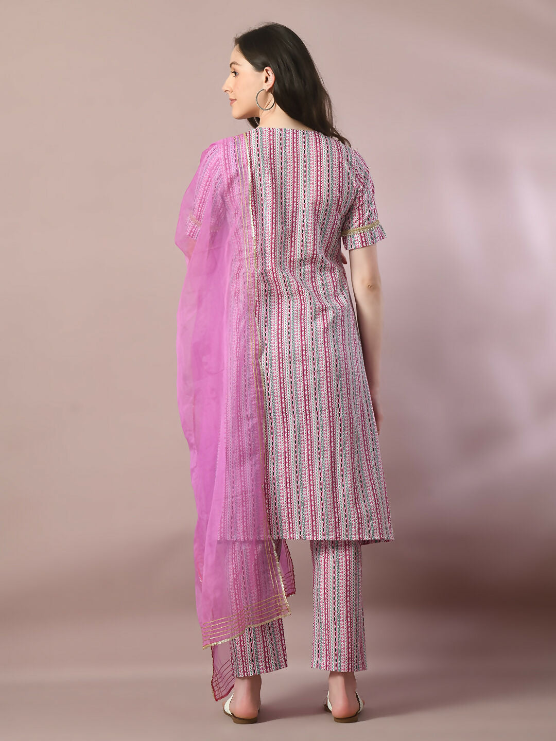 Myshka Women's Multi Printed Cotton Straight Party Kurta Set With Dupatta - Distacart