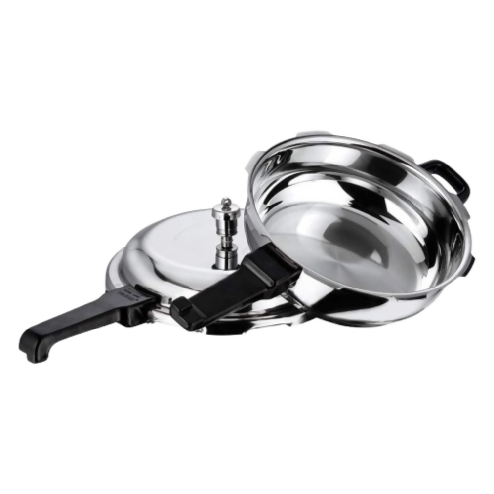 Vinod 18/8 Stainless Steel Outer Lid Sandwich Bottom Deep Pan Pressure Cooker - Dista