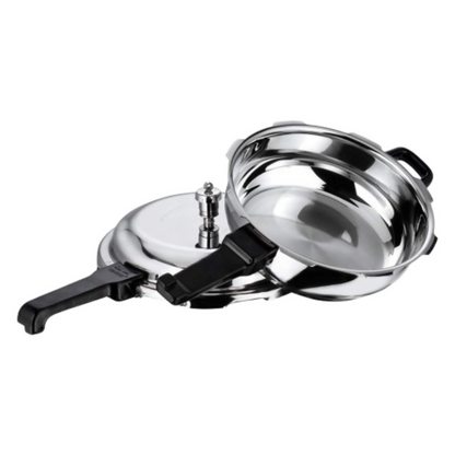 Vinod 18/8 Stainless Steel Outer Lid Sandwich Bottom Deep Pan Pressure Cooker - Dista