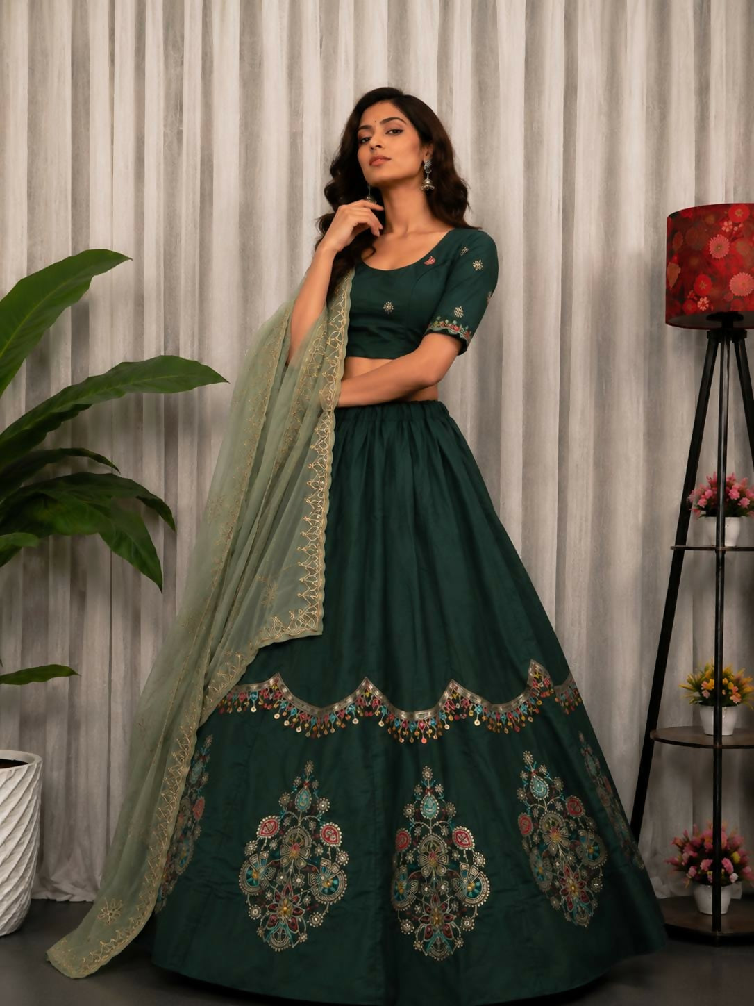 Lehenga Mart Green Designer Navratri Lehenga Choli for Women - Dista