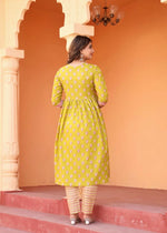 Thumbnail for Alvano Printed Naira Cut Kurti Kurti with Pant and Dupatta Set for Women's and Girls Cotton - Distacart