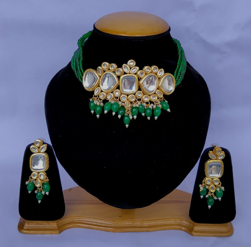 Joban Fashion Hand Made High Quality Gold Plated Base Metal Alloy Kundan Stone Studded Kundan Jewellery Set - Distacart