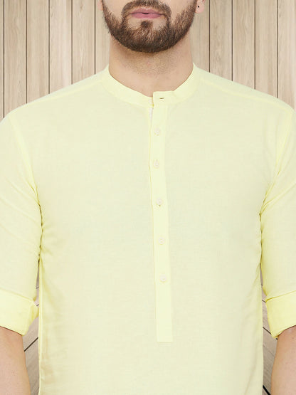 Even Apparels Men's Pure Cotton Yellow Kurta - Distacart