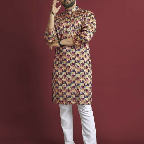 Anaita Multicolour Printed Pure Silk Straight Kurta - Distacart