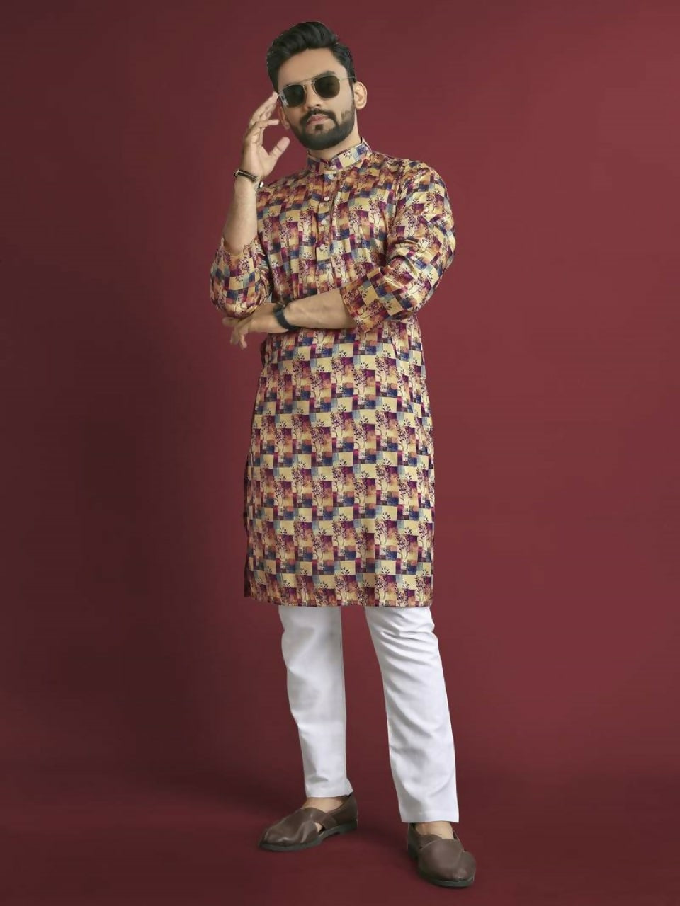 Anaita Multicolour Printed Pure Silk Straight Kurta - Distacart