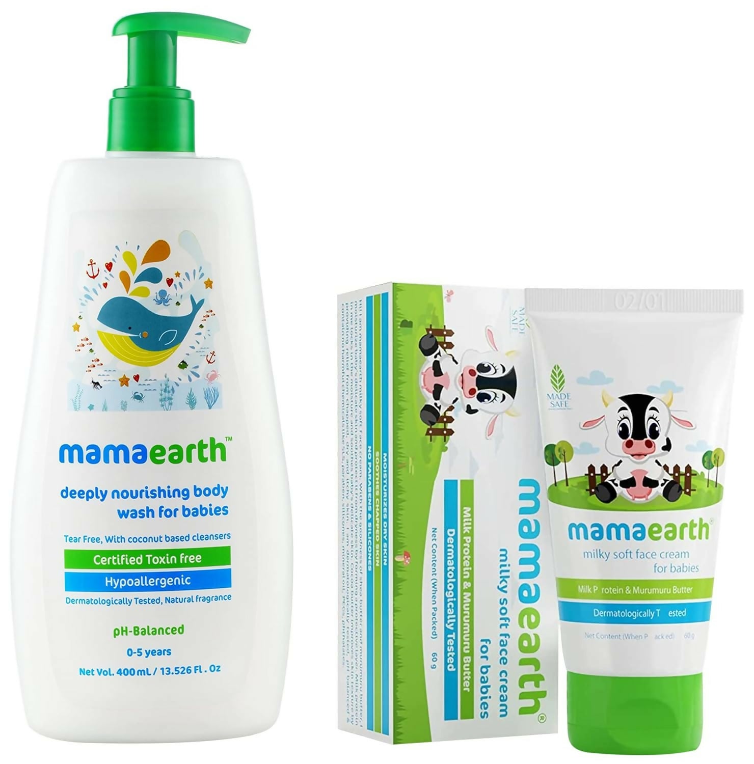 Mamaearth Milky Soft Natural Baby Face Cream & Deeply Nourishing Natural Baby wash - Distacart