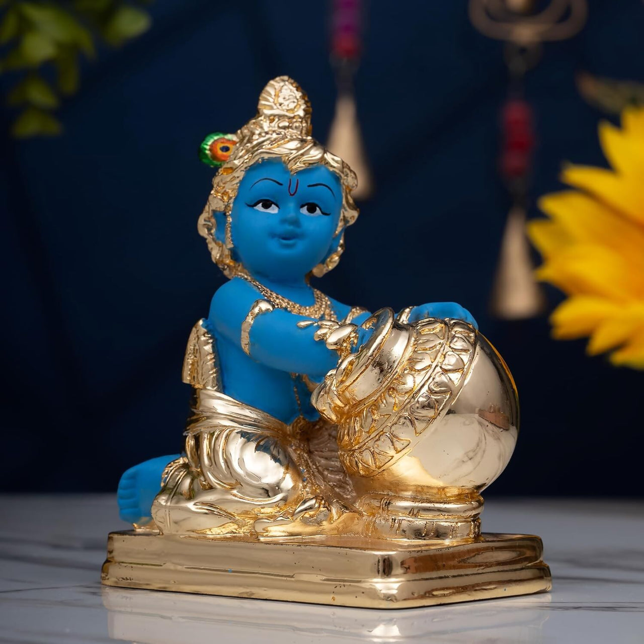 Idolkart Pure 999 Gold Coated Lord Krishna Idol - Distacart