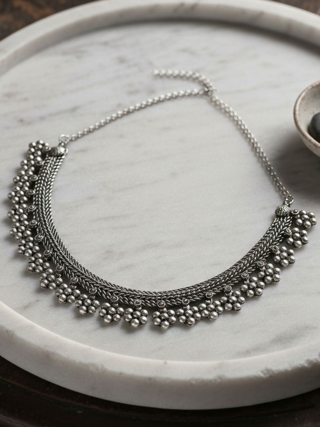 NVR Women Oxidised Silver Beaded Necklace - Distacart