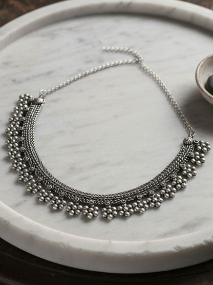 NVR Women Oxidised Silver Beaded Necklace - Distacart