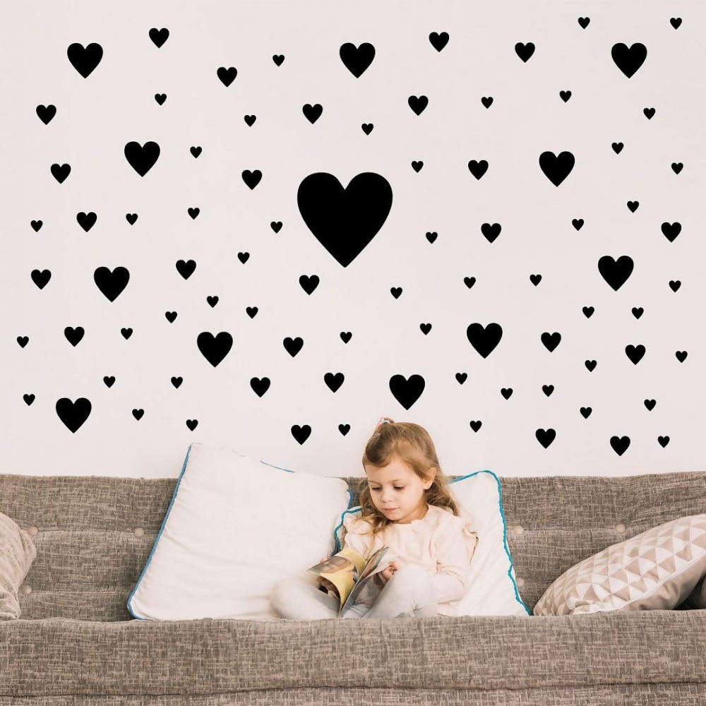 CVANU Cute Loving Heart Shape Pattern Vinyl Wall Art Self-Adhesive Durable Stickers - Dista