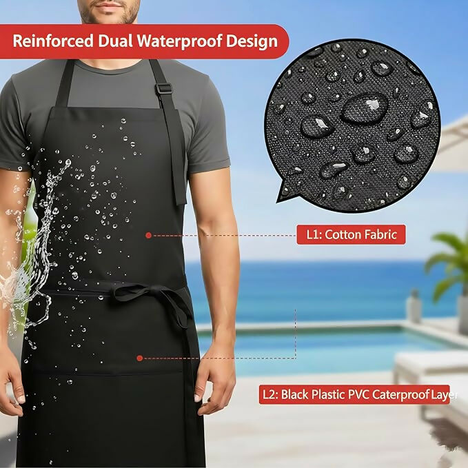Horseyaart Professional Waterproof Apron For Kitchen/Chef-Black - Dista