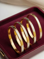 Thumbnail for NVR Women Set of 4 Gold Plated CZ Toned Bangle - Distacart