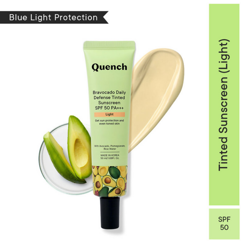 Quench Vitamin E Tinted SPF 50 Sunscreen PA+++ with both Mineral & Chemical Actives (Light) - Distacart