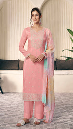Thumbnail for Anaita Peach Embroidered Silk Stitched Salwar Suit - Distacart