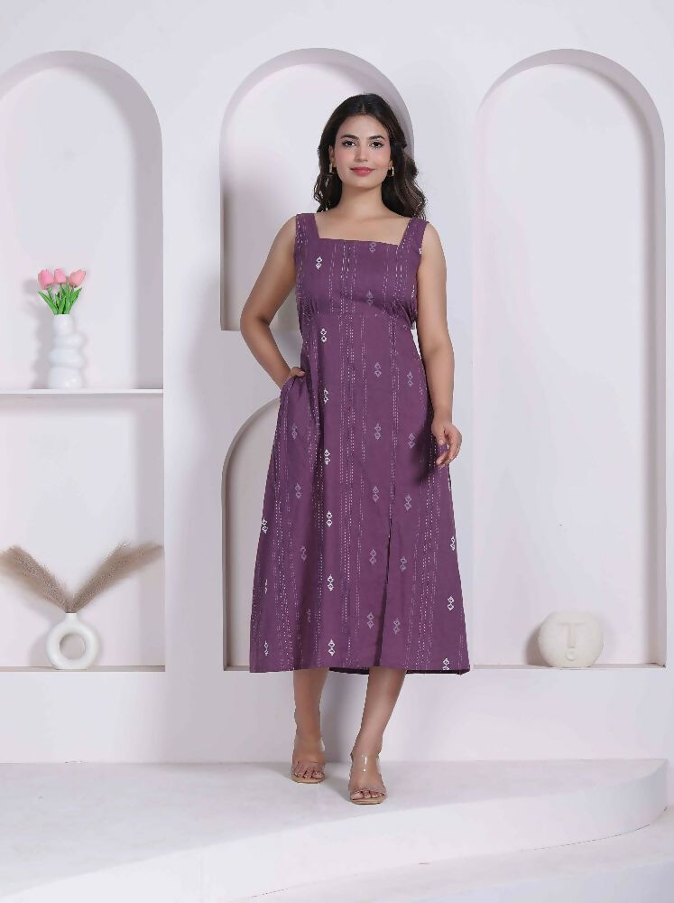 Miravan Womens Abstract Printed Wine ALine Maxi Dress - Dista