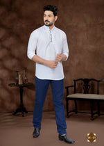 Thumbnail for Joban Fashion Men's Pure Cotton White Plain Short Kurta