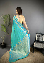 Thumbnail for Joban Fashion Sea Green Banarasi Soft Silk Woven Saree