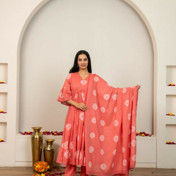 Joban Fashion Pink Tie & Dye Cotton Suit Set - Distacart