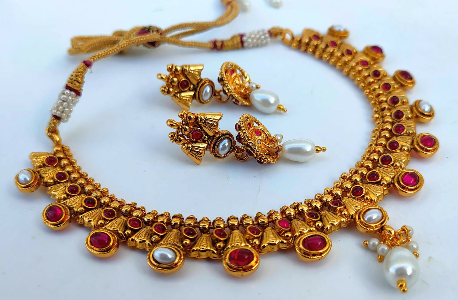 Kemp Antique Pink & White Necklace Set - Distacart