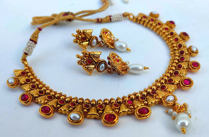Kemp Antique Pink & White Necklace Set - Distacart