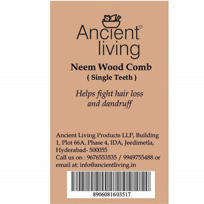 Ancient Living Neem Wood Comb Single Teeth - Distacart