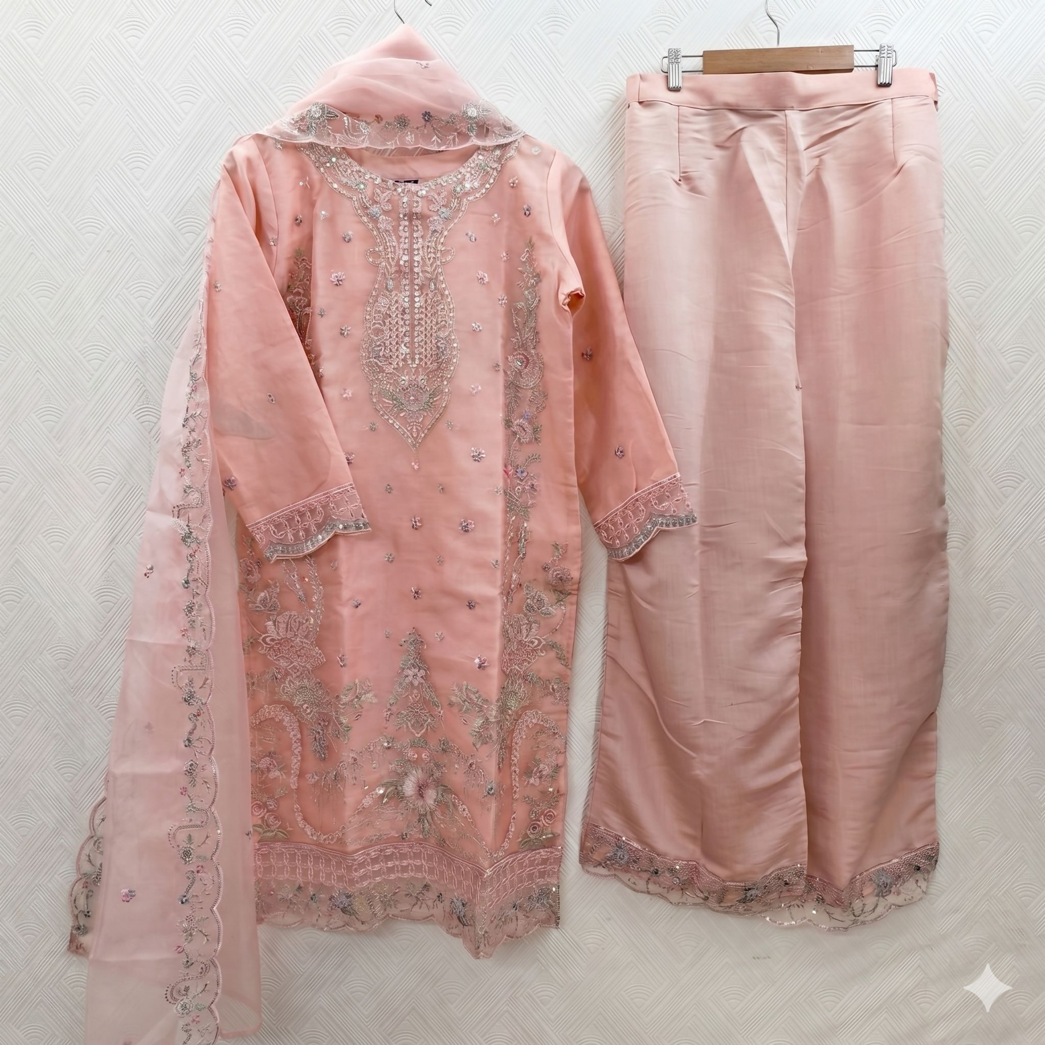Teeya Creation Womens New Trendy Silk With Heavy Embroiedery With Sequence Work Kurta Set - Dista