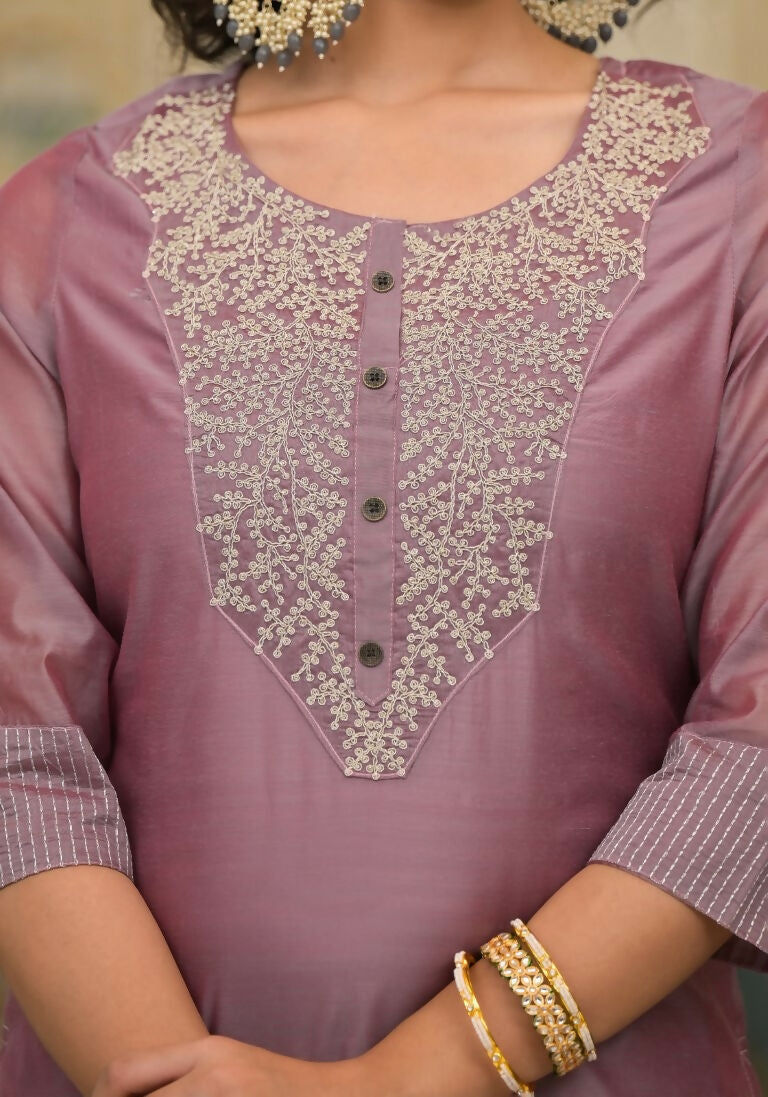 Partywear Designer Rose gold Cotton Silk Stitched Suit With Dupatta - Tanisha - Distacart