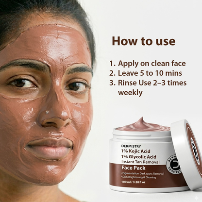Dermistry 1% Kojic Acid 1% Glycolic Acid Pigmentation Detan Face Body Pack - Dista