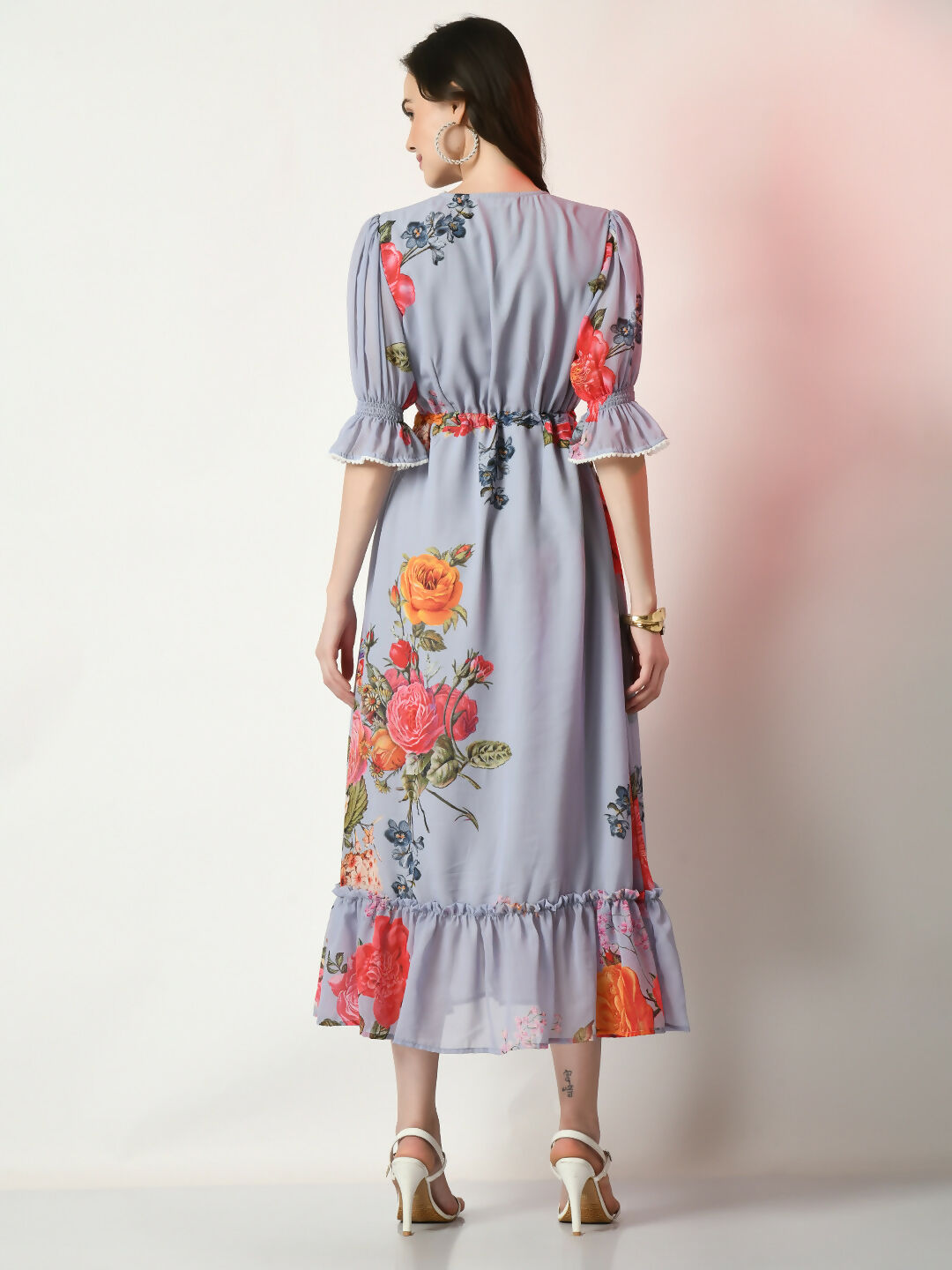 Myshka Women's Grey Printed Dress - Distacart