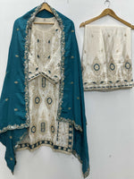 Thumbnail for Teeya Creation White Color Chinon Silk Party Wear Trending Palazzo Set - Distacart
