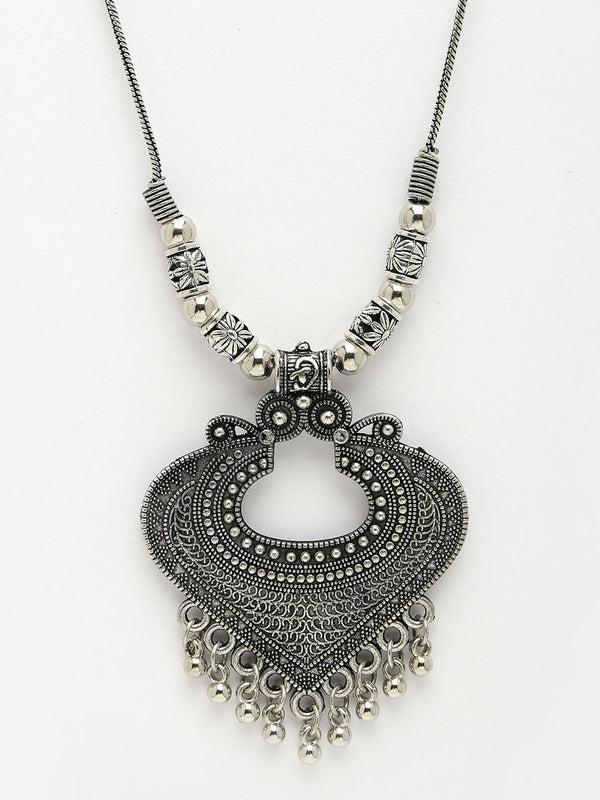 NVR Women's Silver-Toned German Silver Oxidised Pendant with Chain - Distacart