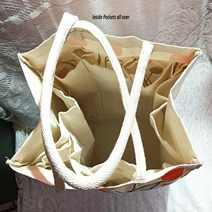 Canvas Jute Bag Flower Print - Distacart