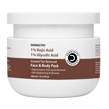 Dermistry 1% Kojic Acid 1% Glycolic Acid Instant D Tan Face & Body Pack - Dista