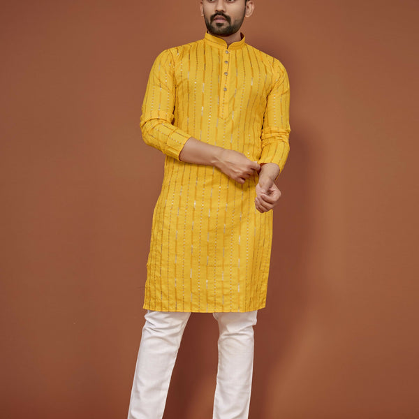 Anaita Yellow Embroidered Cotton Straight Kurta - Distacart